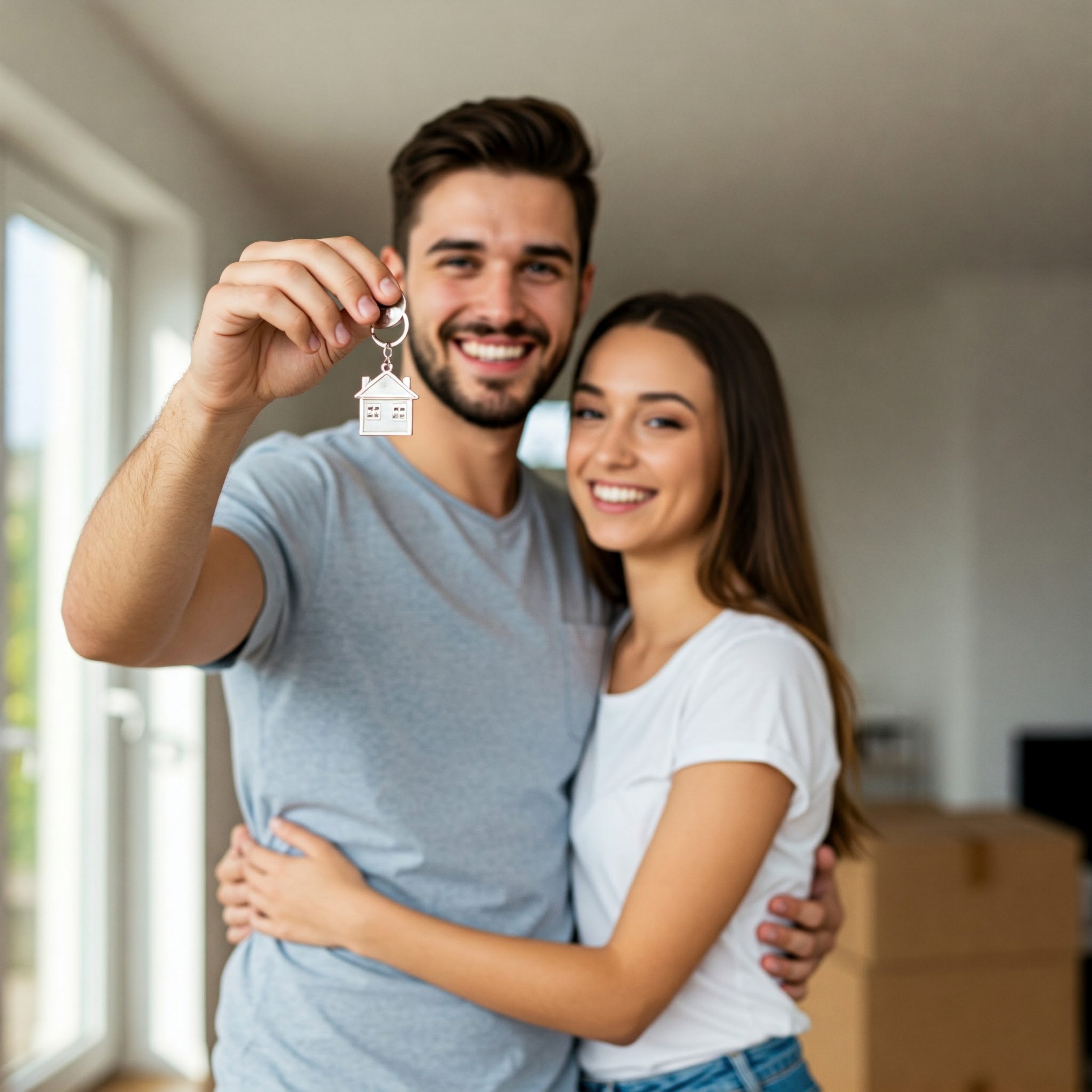 Familias felices accediendo a su hogar